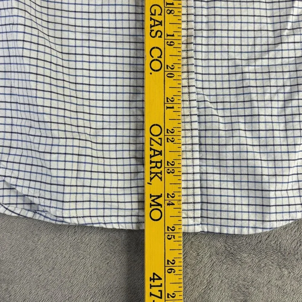 Ralph Lauren Dress Shirt boys 18 White‎ Blue Check Custom Fit Slim Button Down